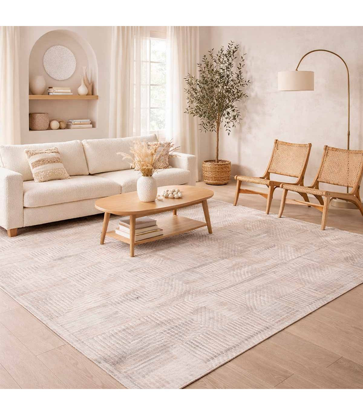 Alfombra Turca Vaivien Beige C/Blanco-Gris 200x290cm