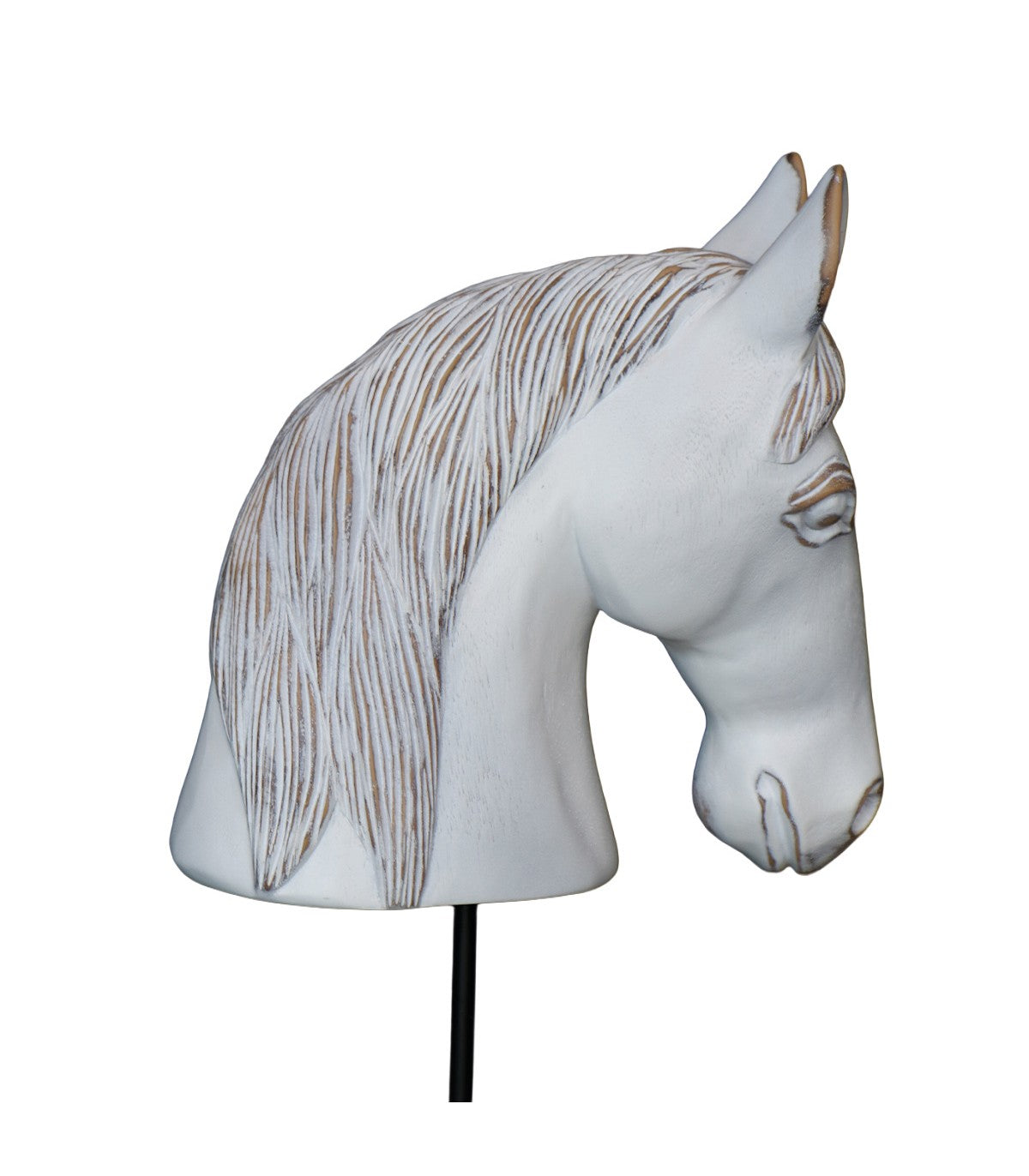 CABALLO DECORATIVO FRISÓN BLANCO CON BASE