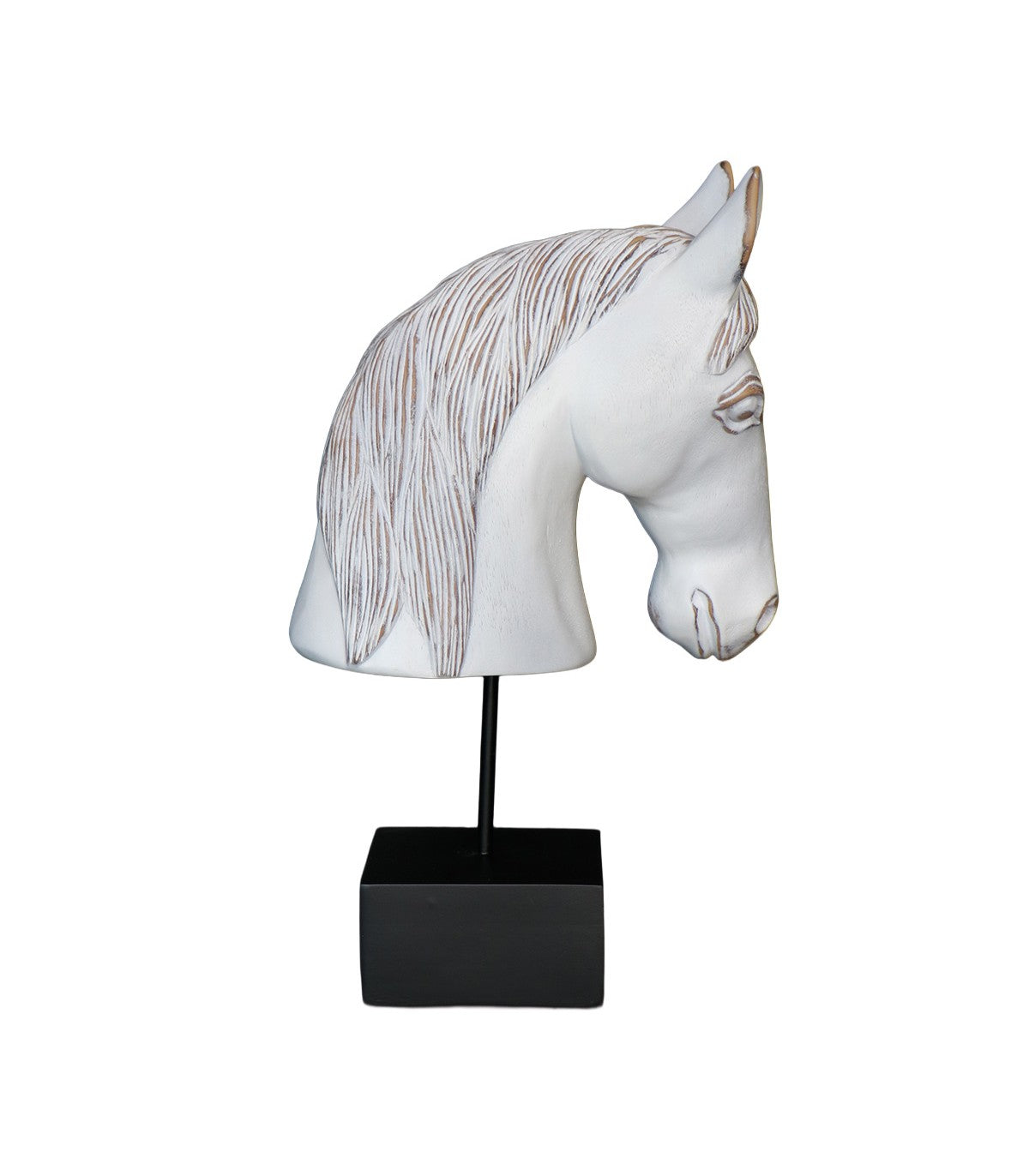 CABALLO DECORATIVO FRISÓN BLANCO CON BASE