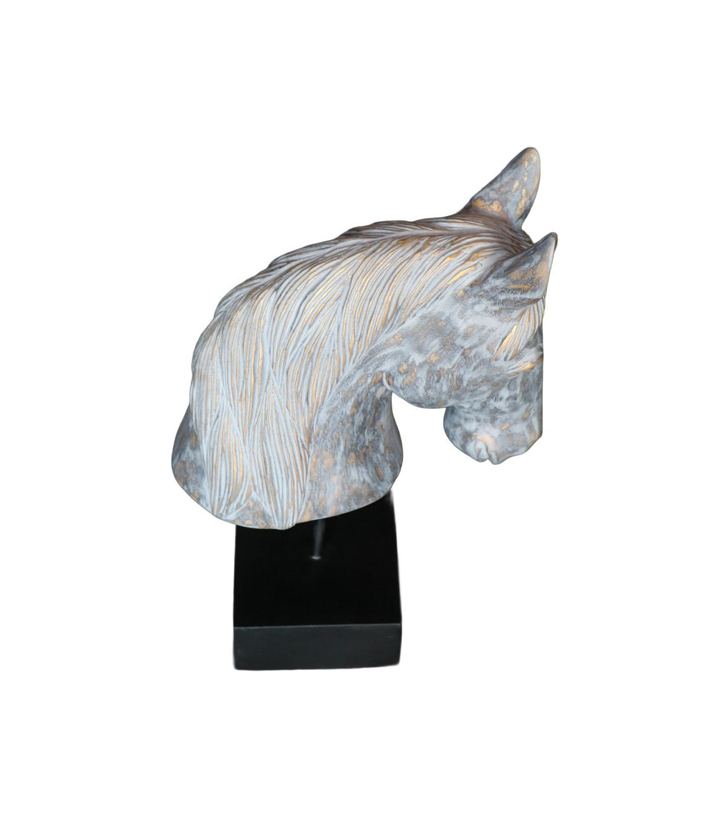 CABALLO DECORATIVO ARAGÓN DORADO CON BASE