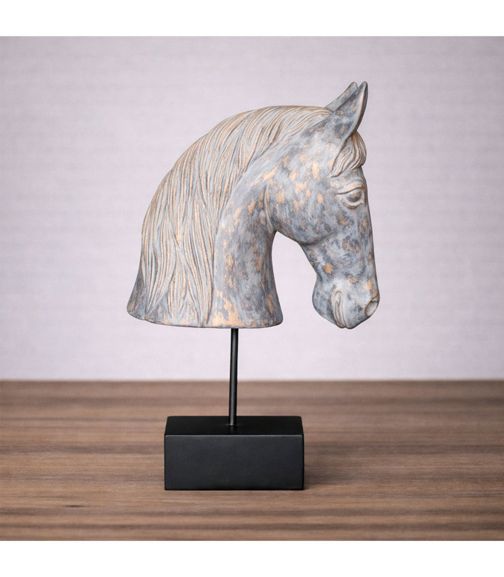 CABALLO DECORATIVO ARAGÓN DORADO CON BASE