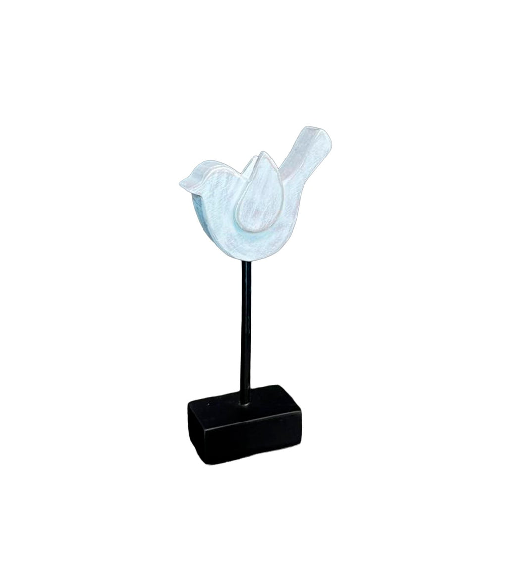 CODORNIZ DECORATIVA BLANCA CON BASE