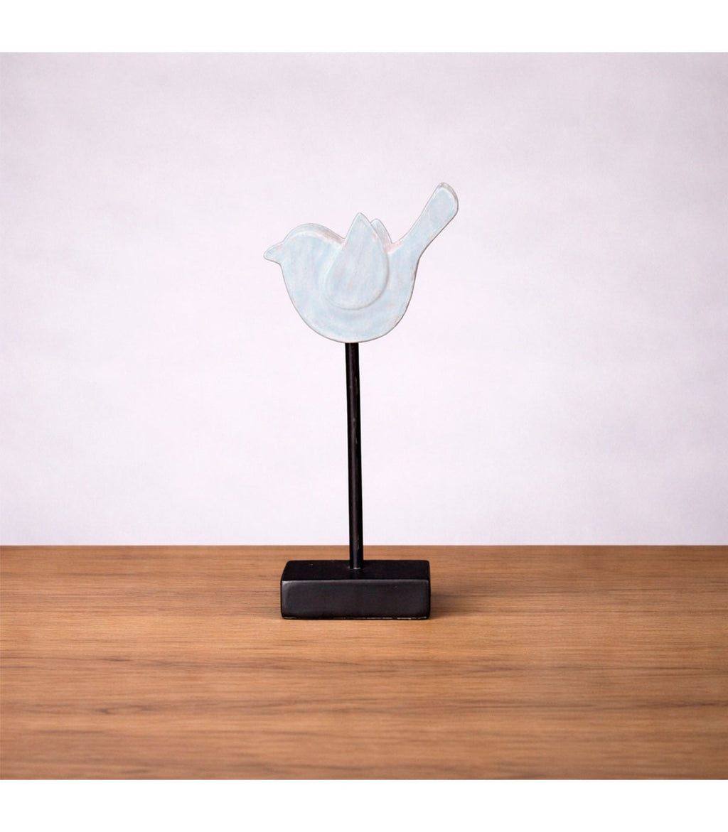 CODORNIZ DECORATIVA BLANCA CON BASE