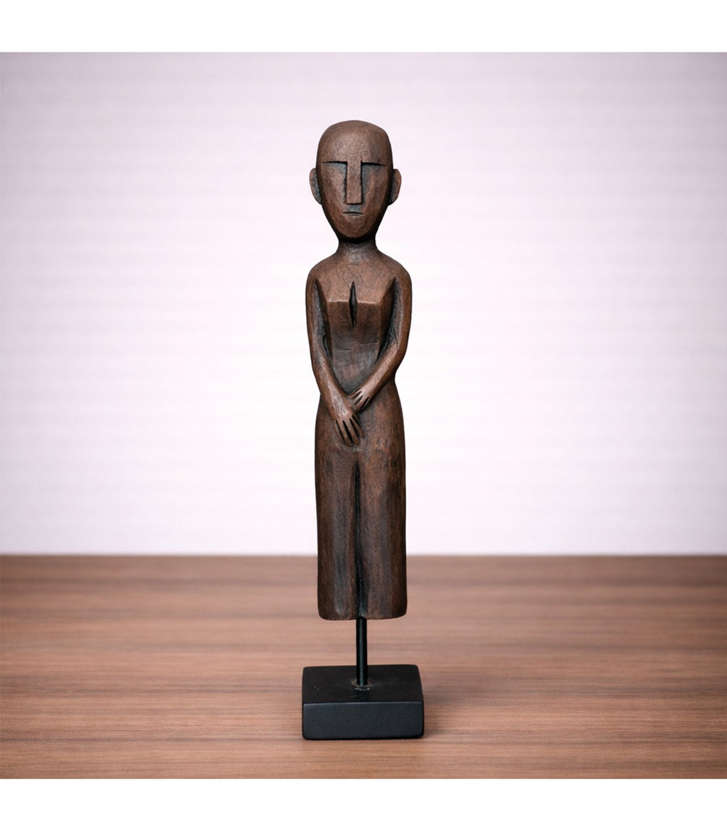 ADORNO FIGURA MUJER CON PEDESTAL NEGRO