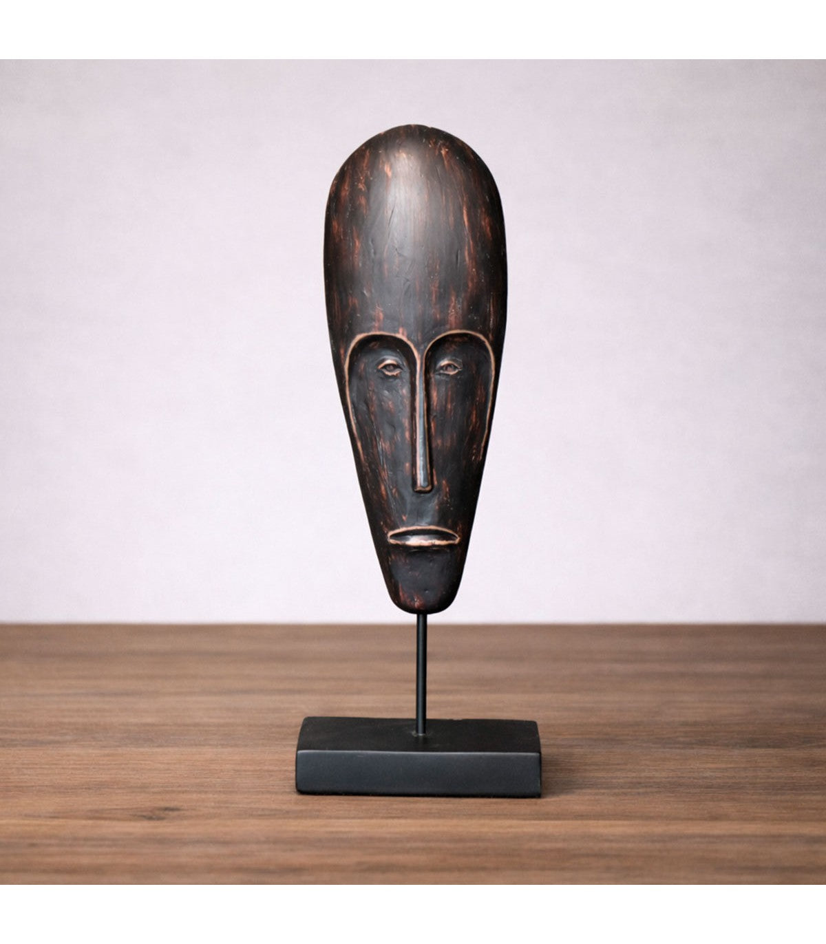 ADORNO MÁSCARA MAORI CON PEDESTAL NEGRO