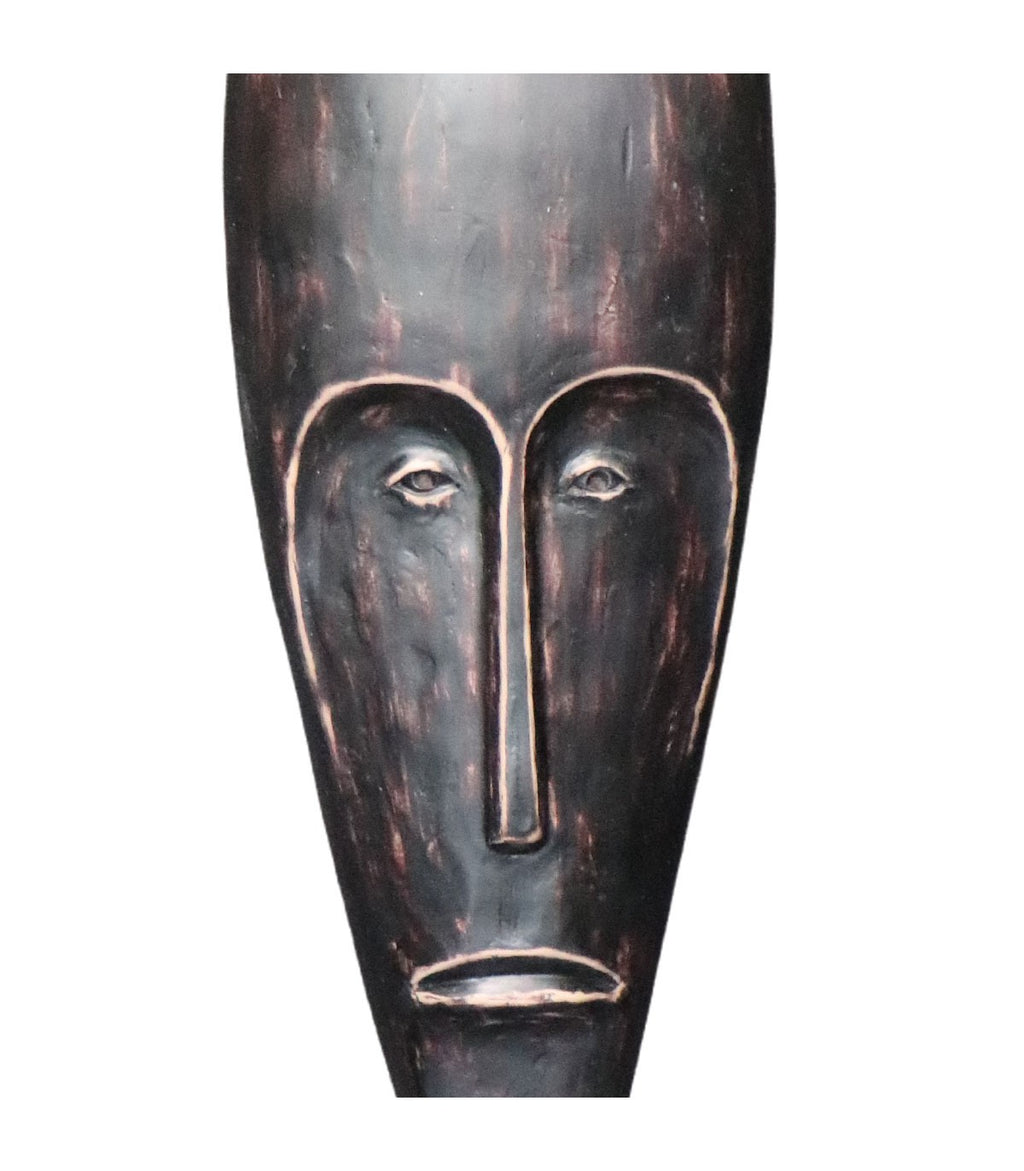 ADORNO MÁSCARA MAORI CON PEDESTAL NEGRO