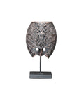 ADORNO MÁSCARA MAYA MEDIANA CON PEDESTAL NEGRO