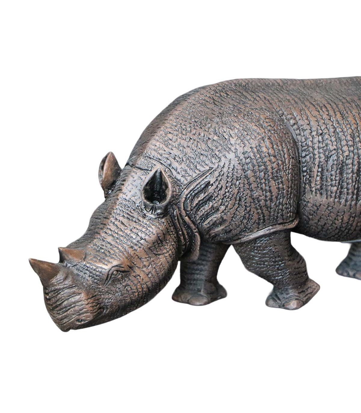 ADORNO RINOCERONTE DECORATIVO POLIRESINA GRIS