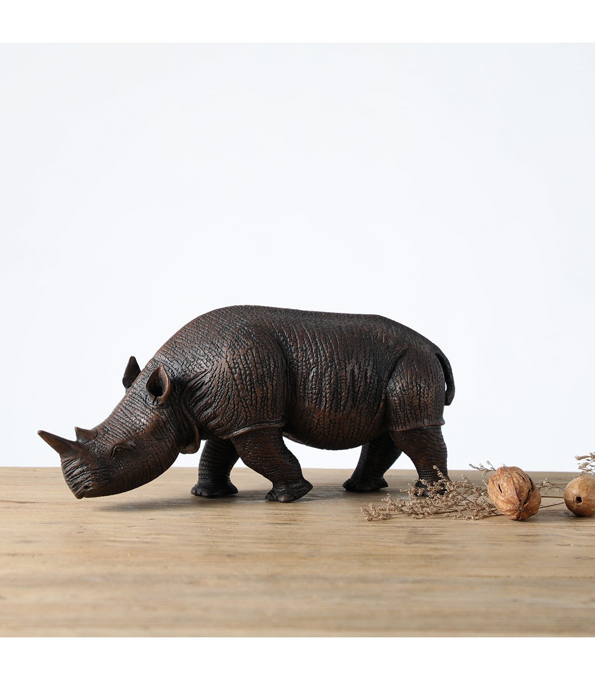 ADORNO RINOCERONTE DECORATIVO POLIRESINA GRIS