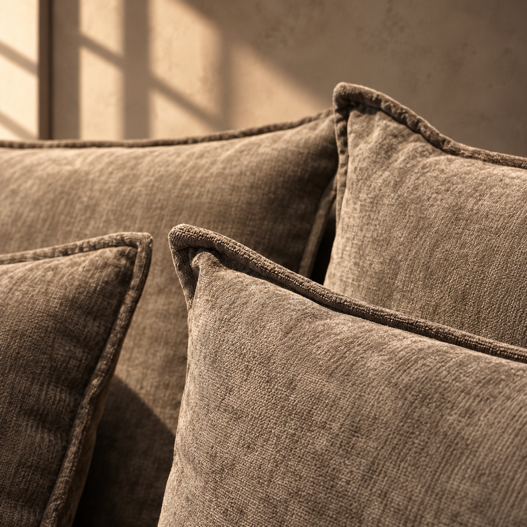 Detalle del sofá modular Giorgia taupe