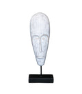 MÁSCARA DECORATIVA POLINESIA LARGA BLANCA CON BASE