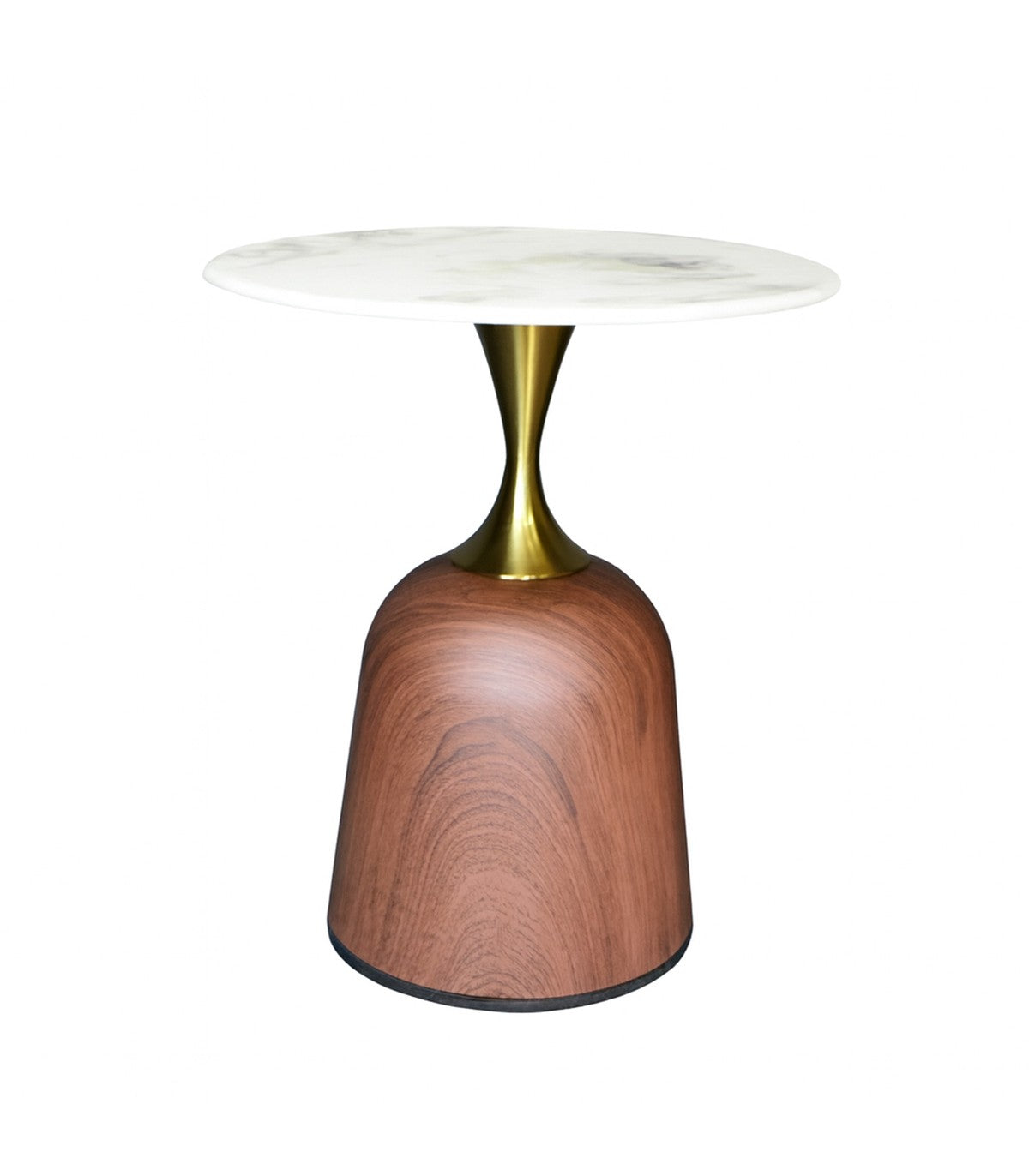 Mesa de Centro Loaiza Marmolina Blanca y Base Walnut