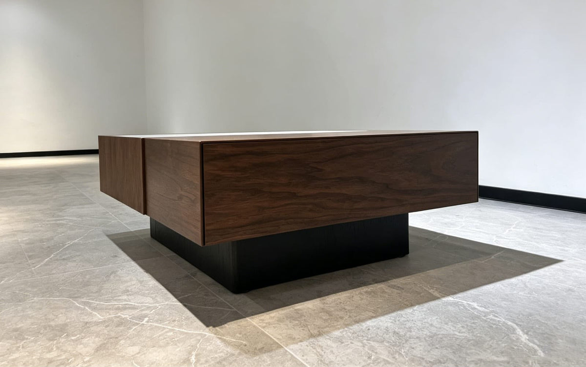 Mesa de Centro Ron Madera y Piedra Sinterizada 90x77 cm