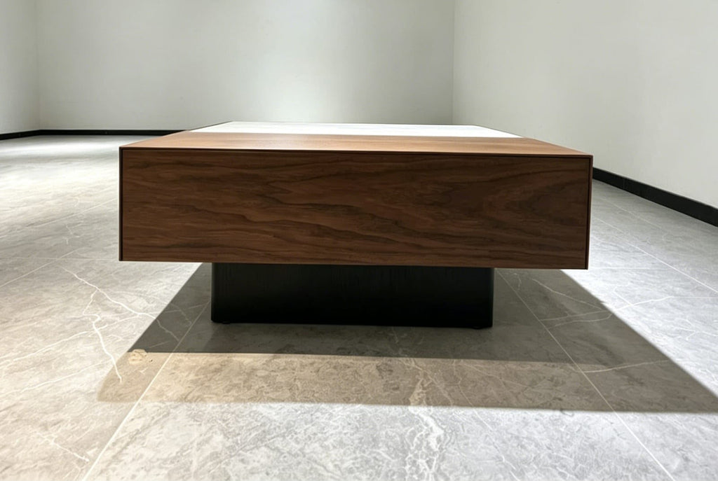 Mesa de Centro Ron Madera y Piedra Sinterizada 90x77 cm