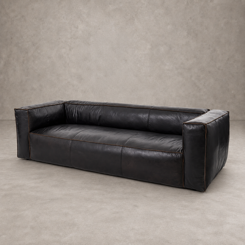 Sofá Designer 3 Cuerpos en Cuero Negro