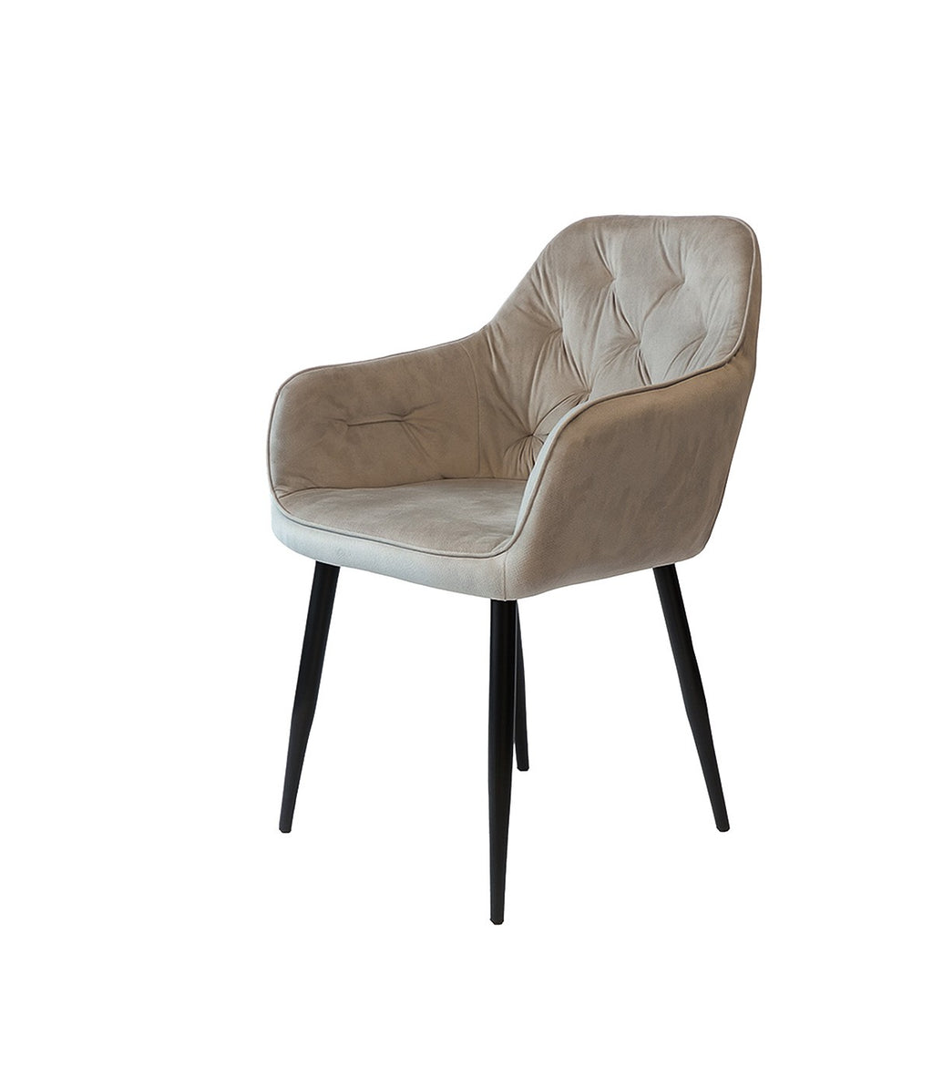 Poltrona Caroline – Velvet Gris, Fierro y Madera