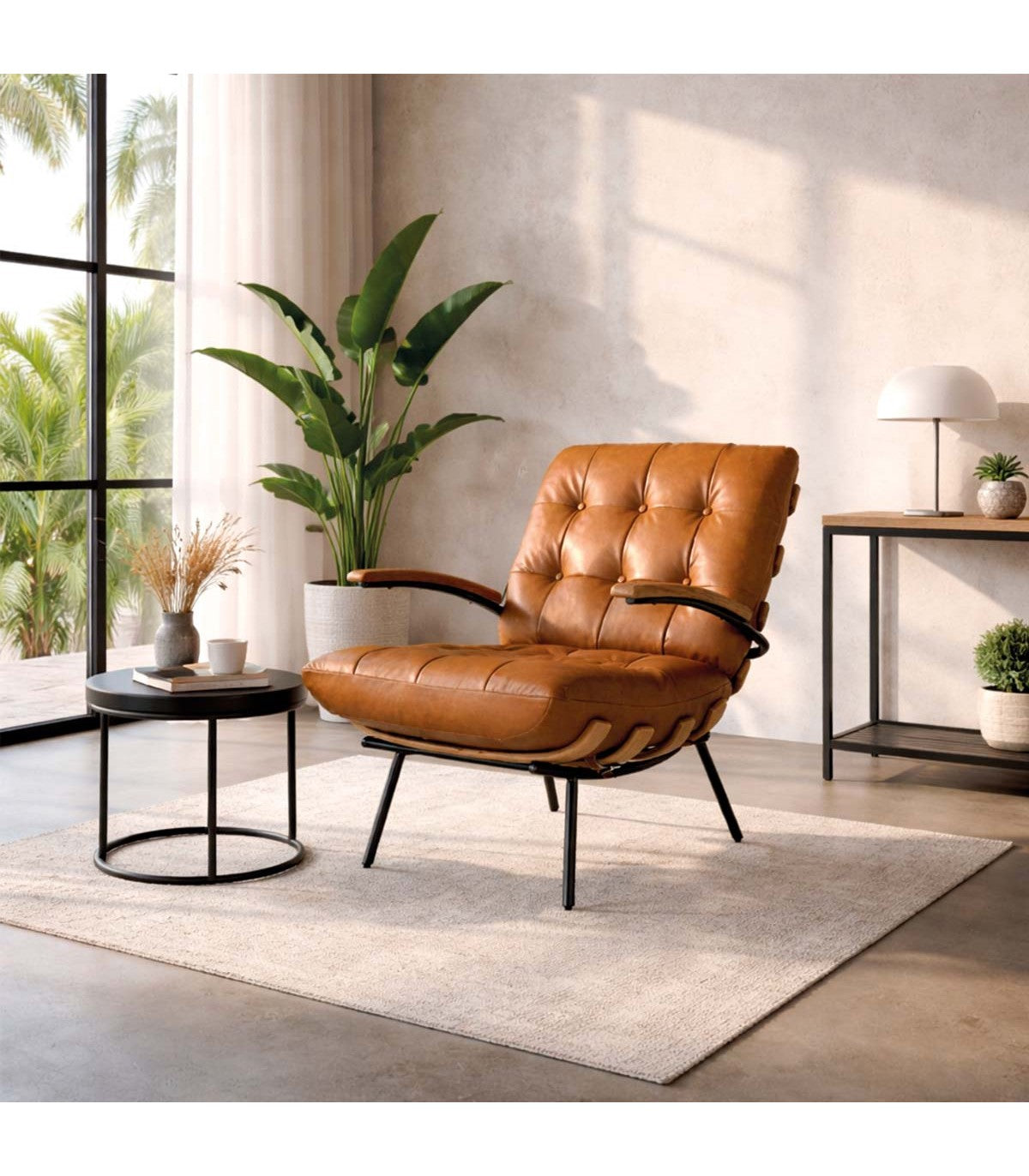 Poltrona Armony cuero caramelo