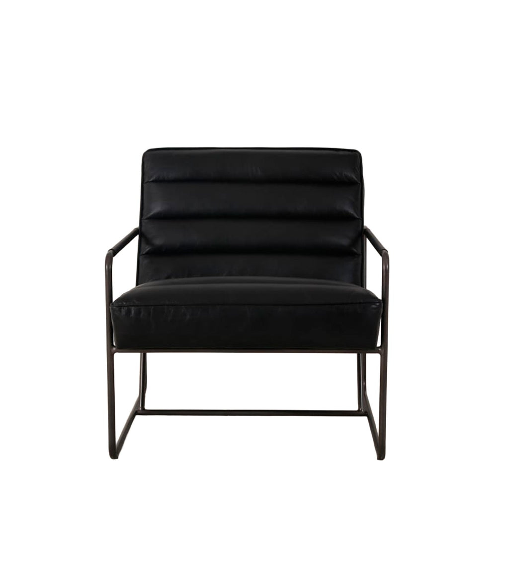 Poltrona Domno Cuero Negro y Metal