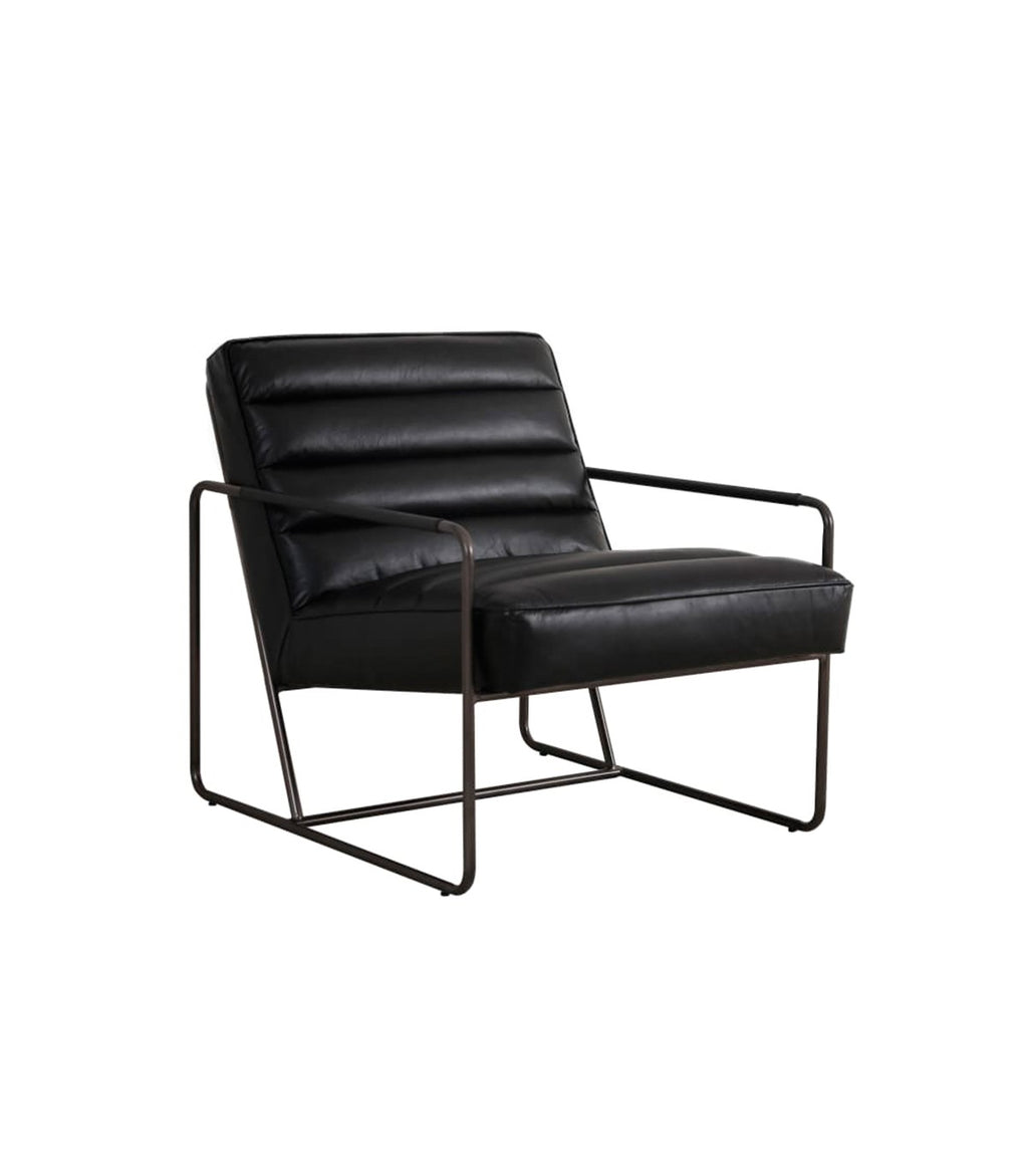 Poltrona Domno Cuero Negro y Metal