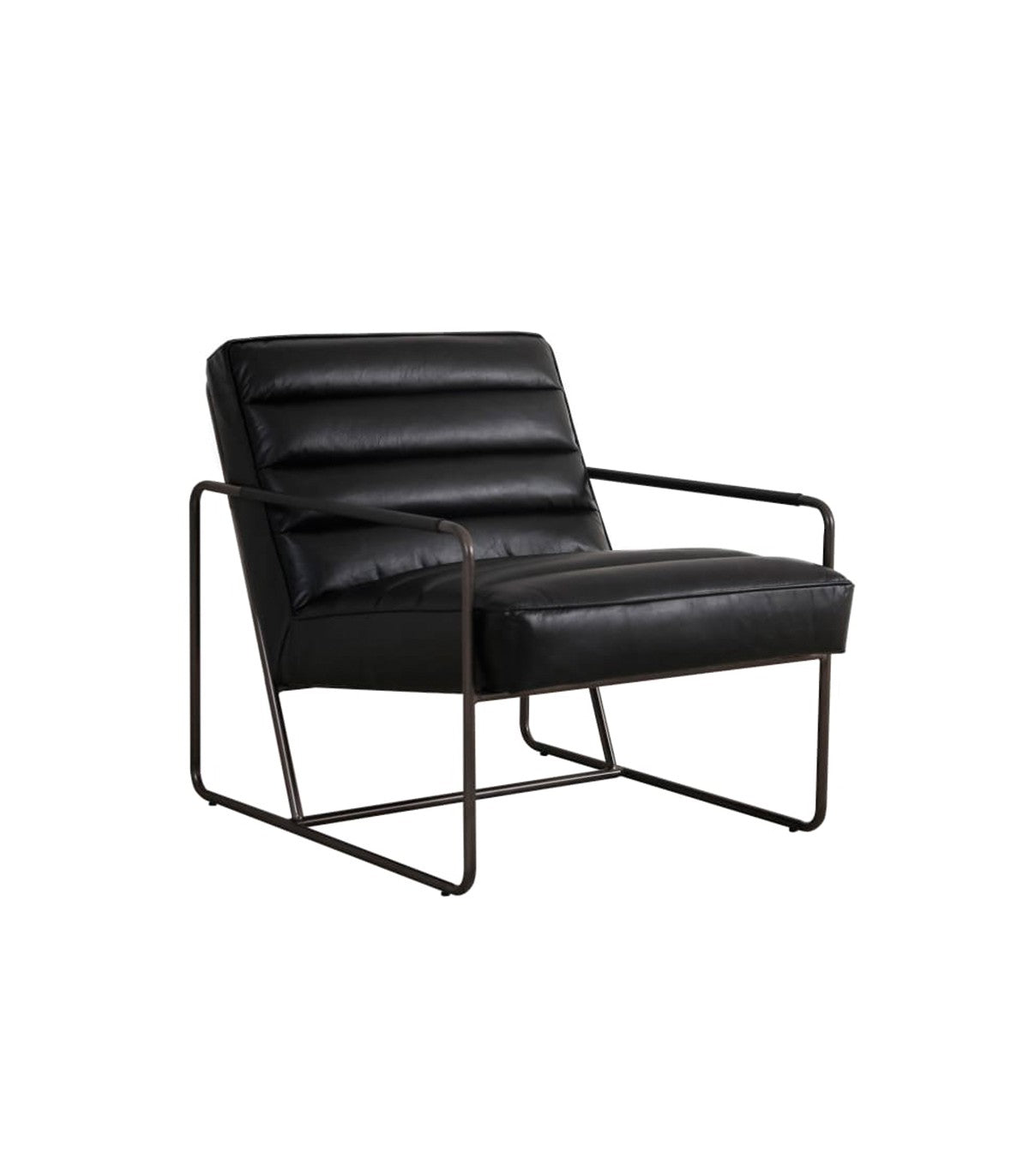 Poltrona Domno Cuero Negro y Metal