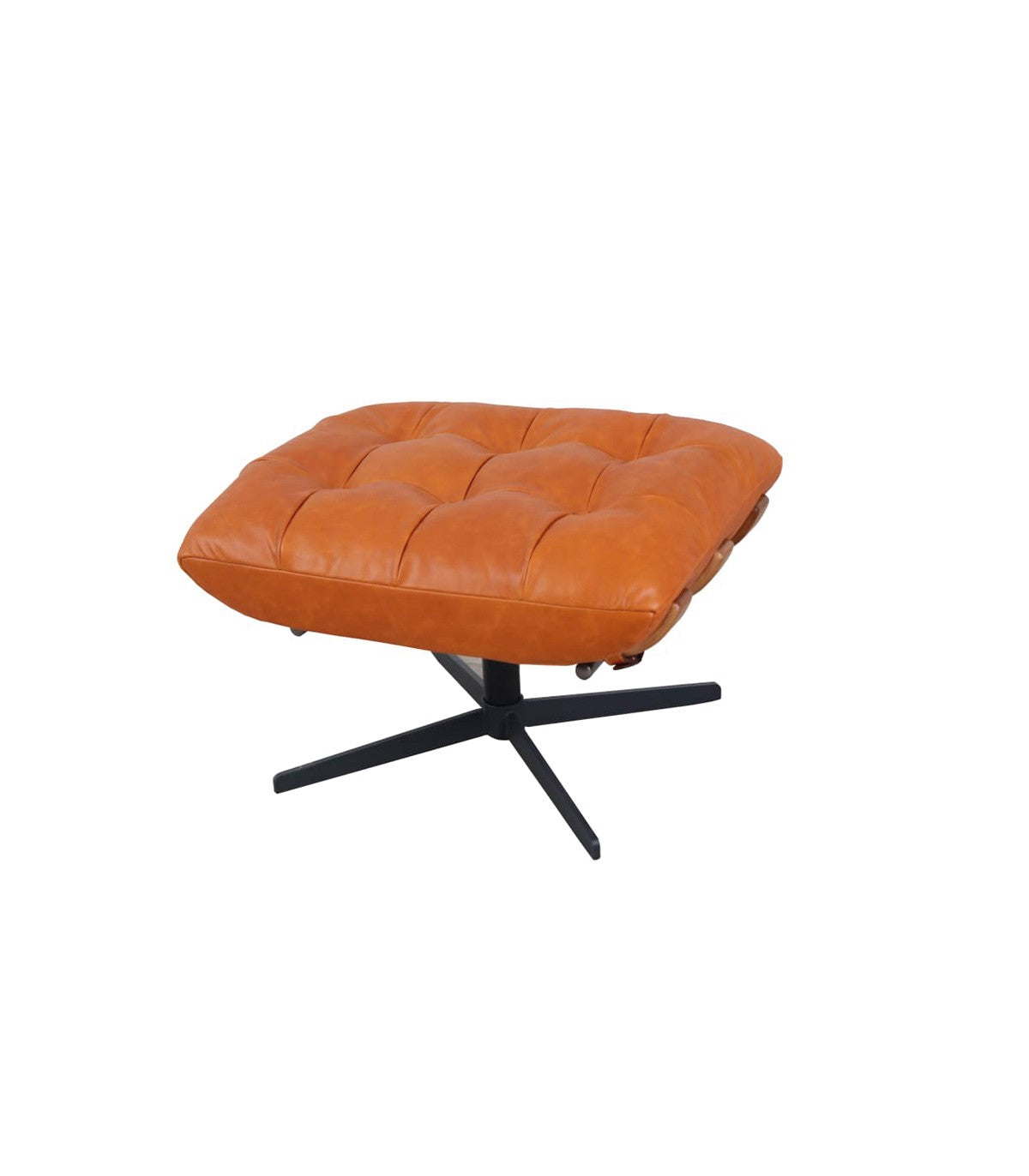 Set Swivel Cuero Caramelo con Poltrona Giratoria y Banqueta