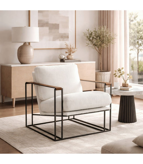 Poltrona Watson Cuero Blanco y Caramelo