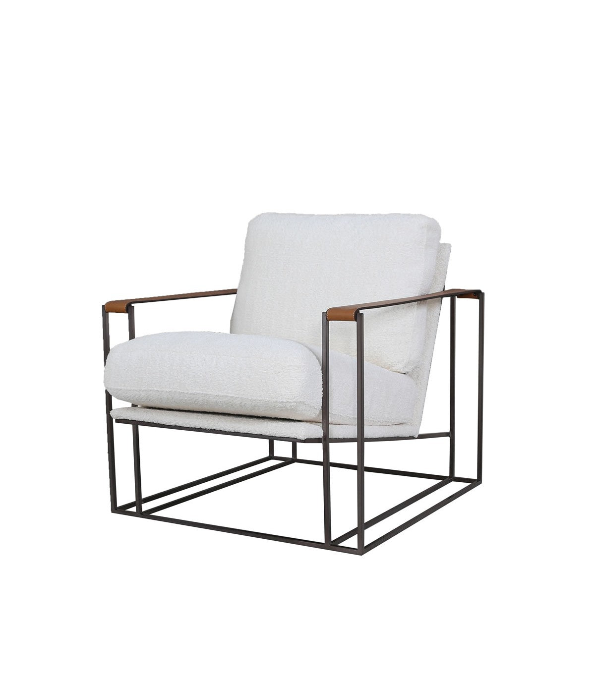 Poltrona Watson Cuero Blanco y Caramelo