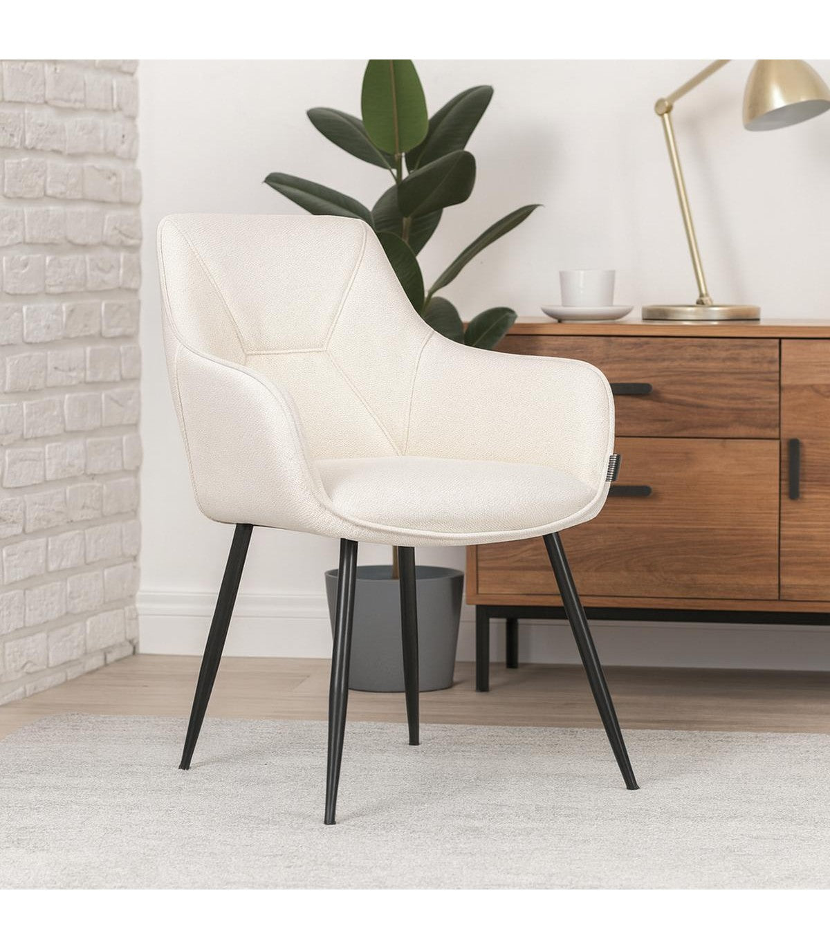 Silla Charlie Con Brazo Tela Beige