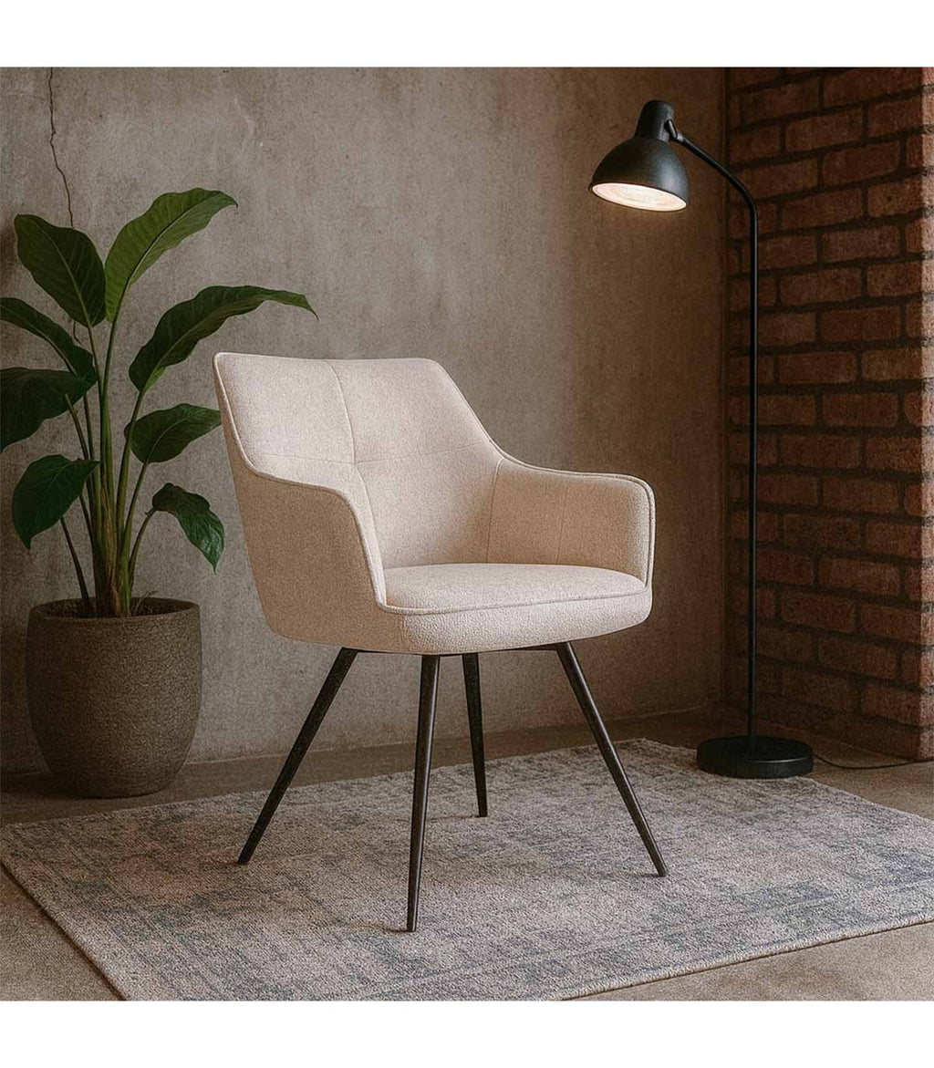 Silla Oliver Con Brazos Tela Gris