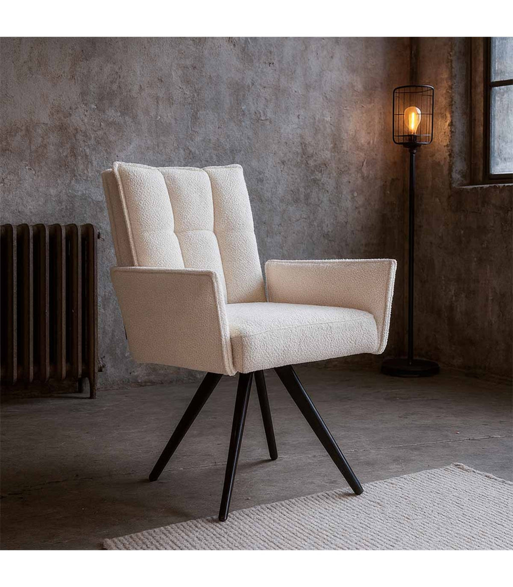 Silla Preston Con Brazos Tela Beige