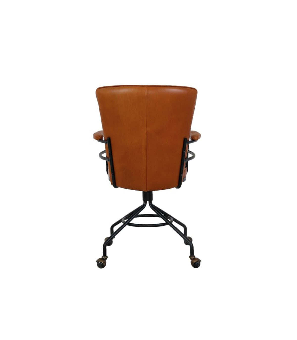 Silla Rudlof Giratoria Cuero Caramelo y Metal Negro
