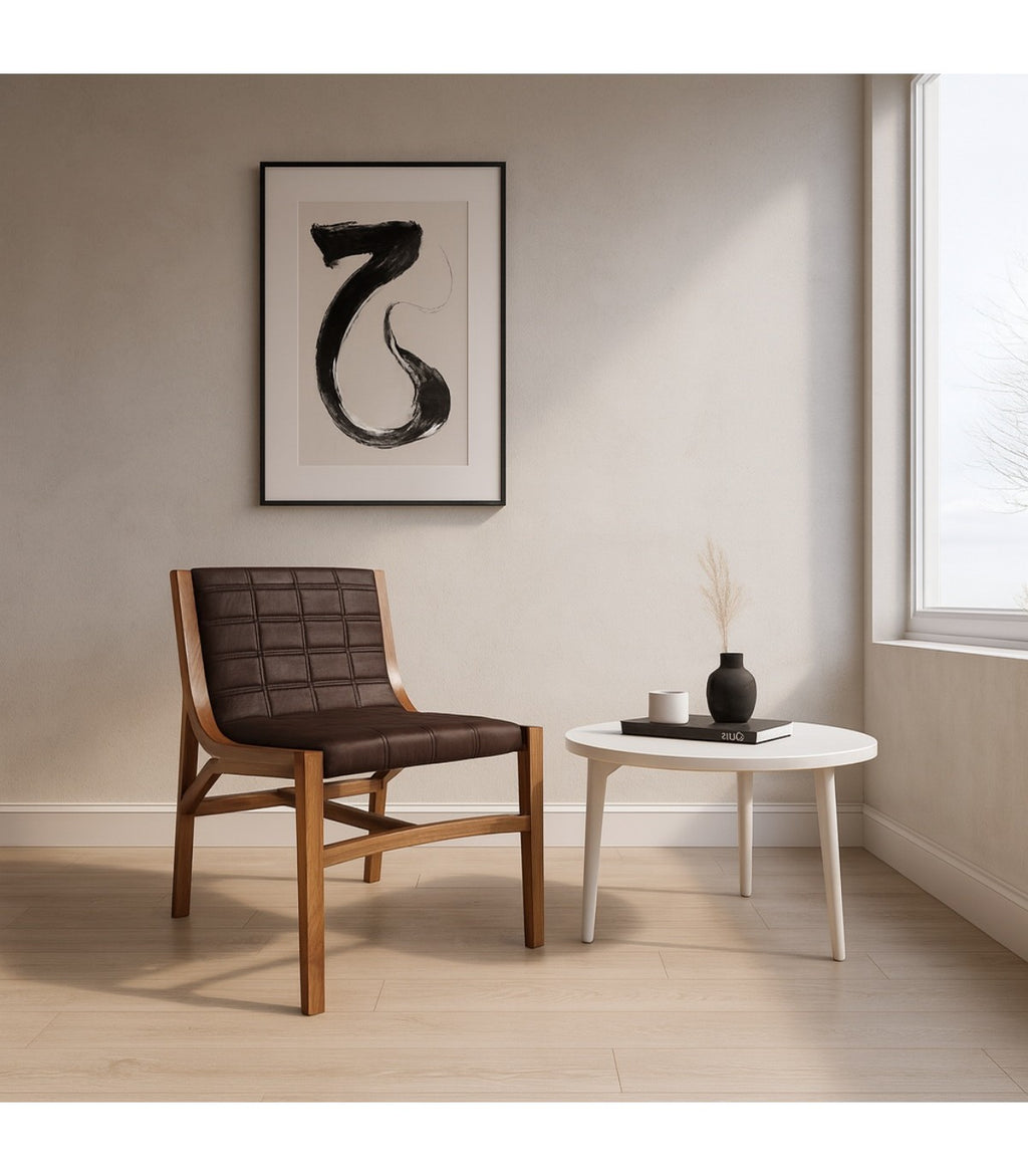 Sitial Enzo Eco-Cuero y Madera de Fresno Light Brown