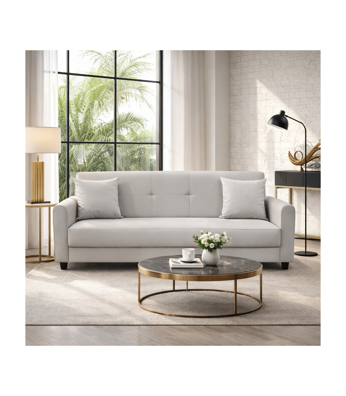 Sofá Paul 2 Cuerpos en Ecocuero Gris