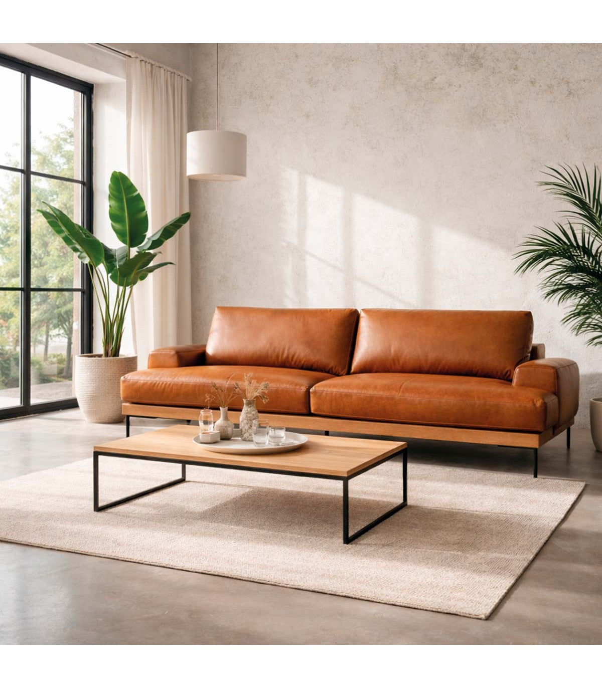 Sofá Columbia 4 Cuerpos en Cuero Walnut