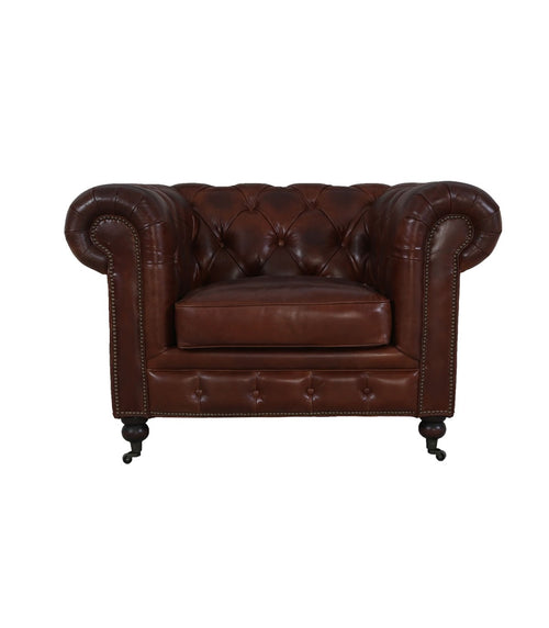 Sofá Leny Chesterfield 1 Cuerpo en Cuero Moro