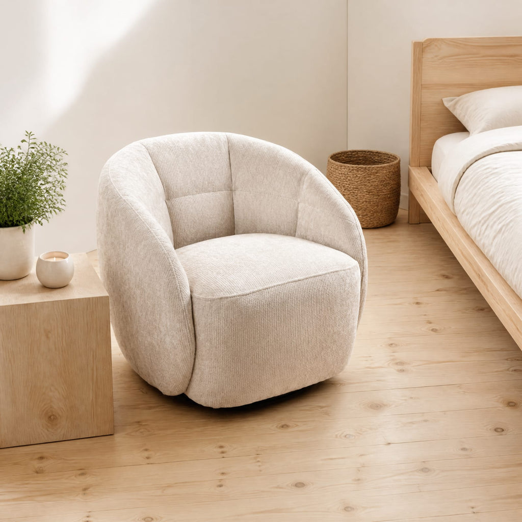 Poltrona Giratoria Lagos Tela Beige