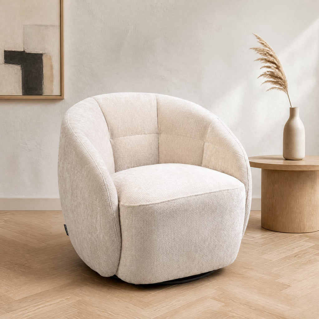 Poltrona Giratoria Lagos Tela Beige