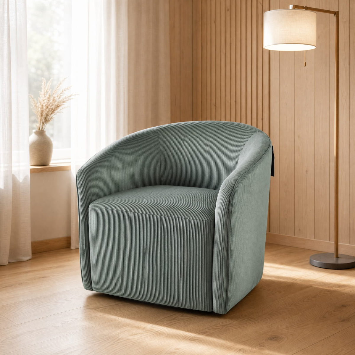 Poltrona Giratoria Corduroy Turquesa Oscuro