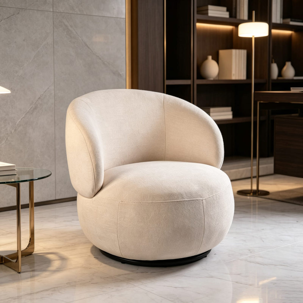 Poltrona Giratoria Oporto Tela Beige