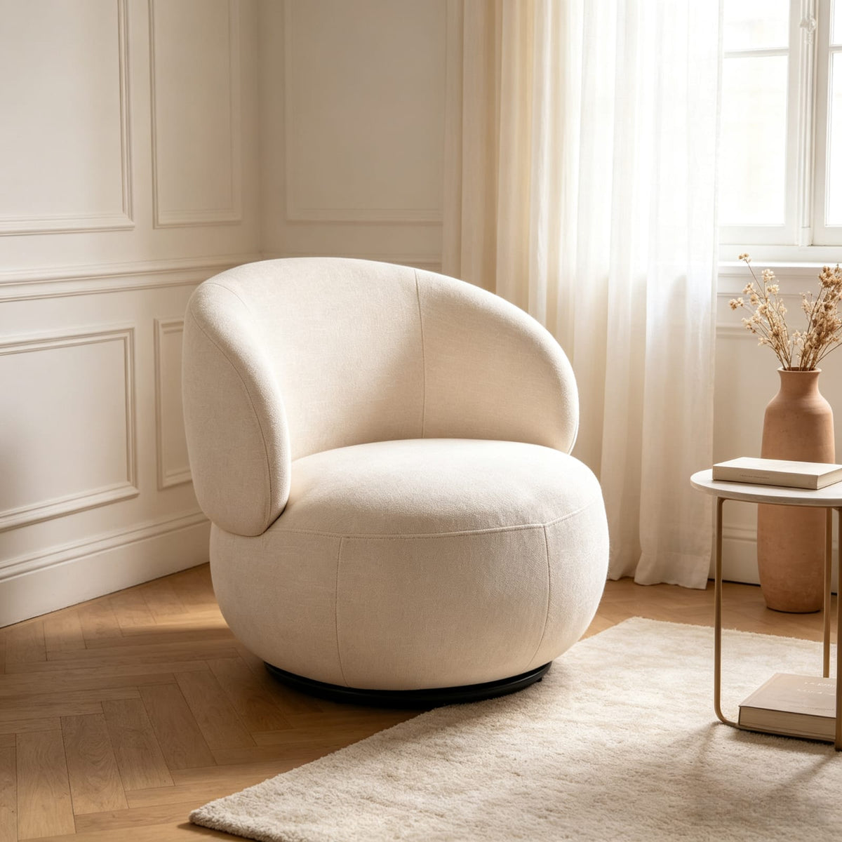 Poltrona Giratoria Oporto Tela Beige
