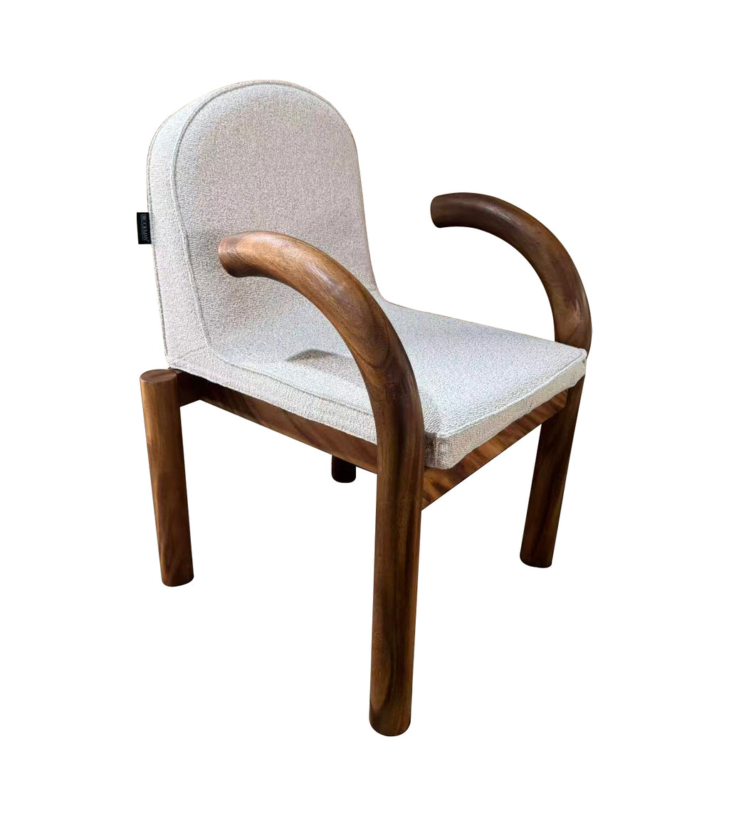 Silla de Comedor Guinea Madera de Albizia y Tela Beige
