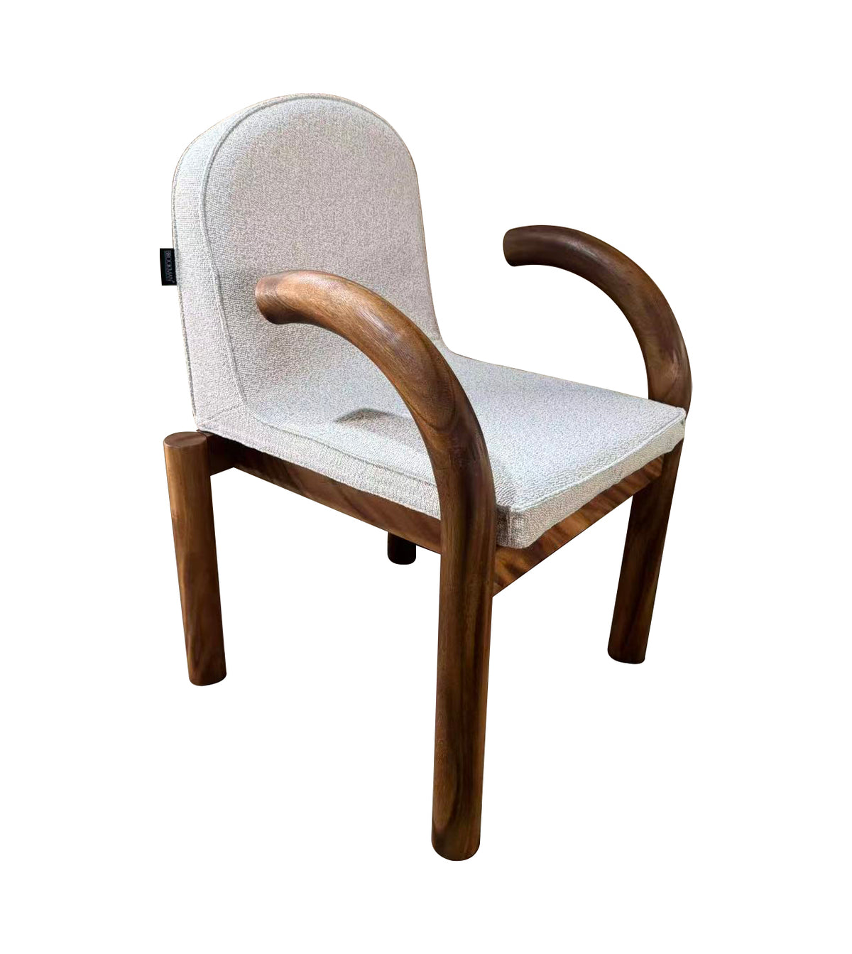 Silla de Comedor Guinea Madera de Albizia y Tela Beige