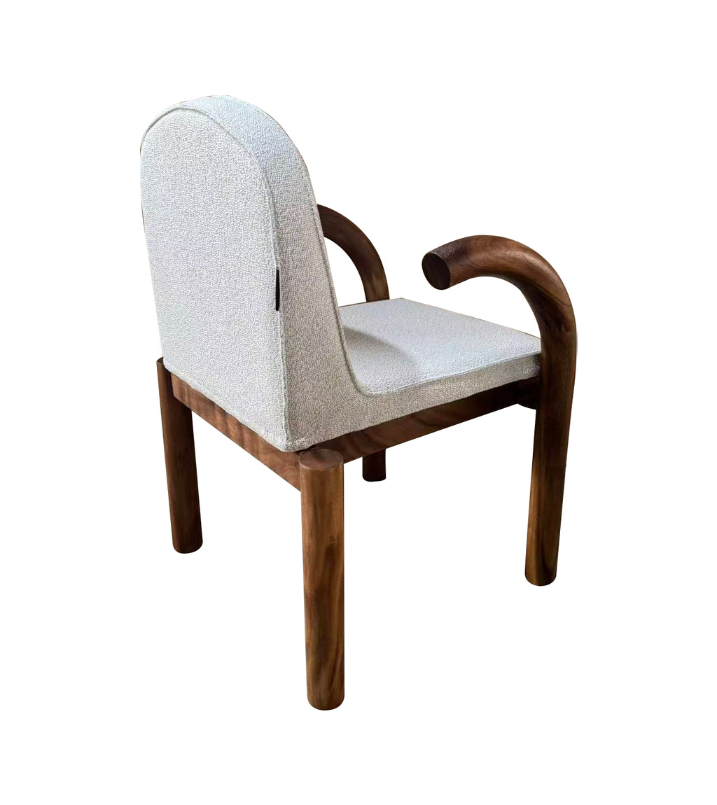 Silla de Comedor Guinea Madera de Albizia y Tela Beige