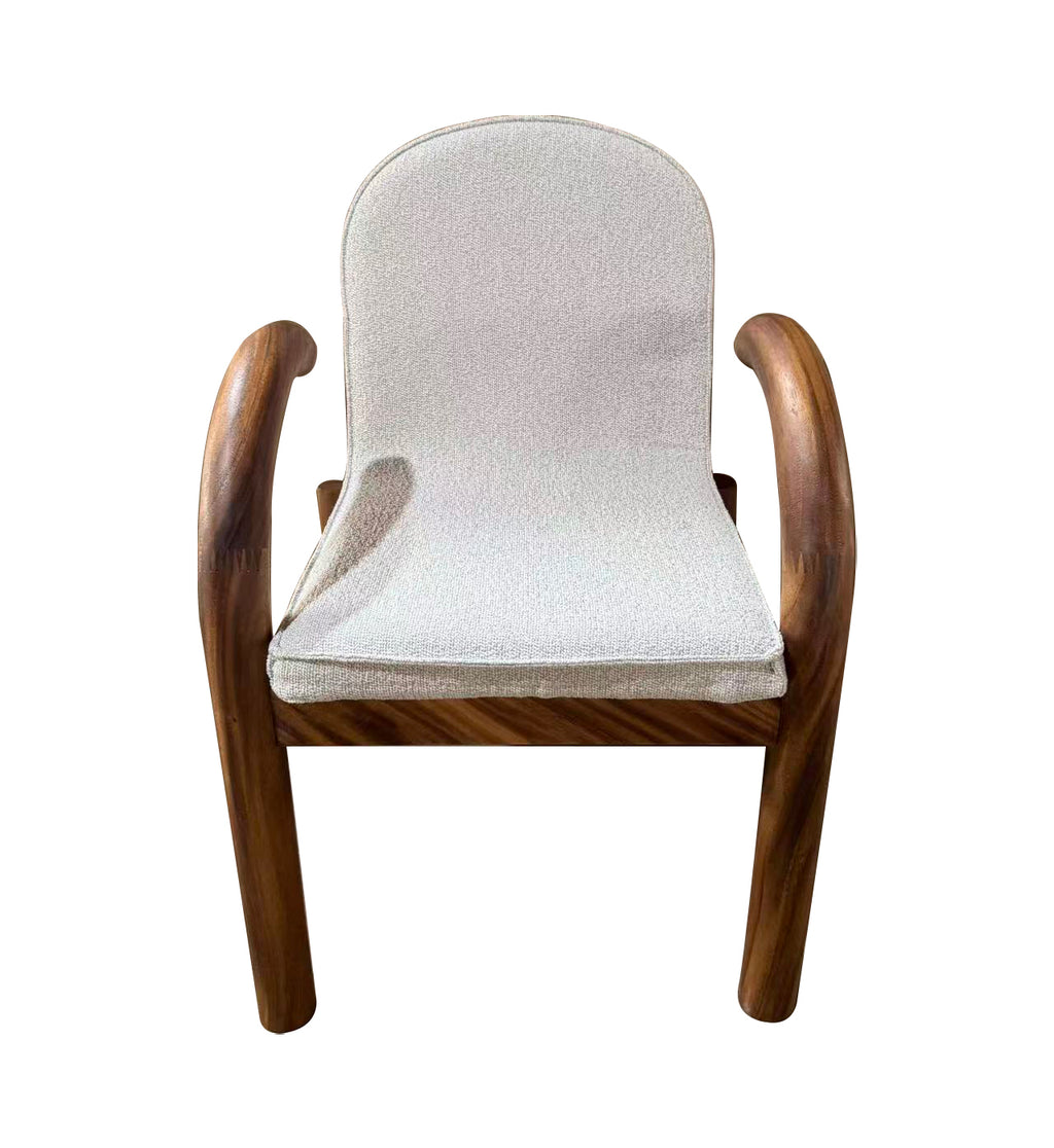 Silla de Comedor Guinea Madera de Albizia y Tela Beige