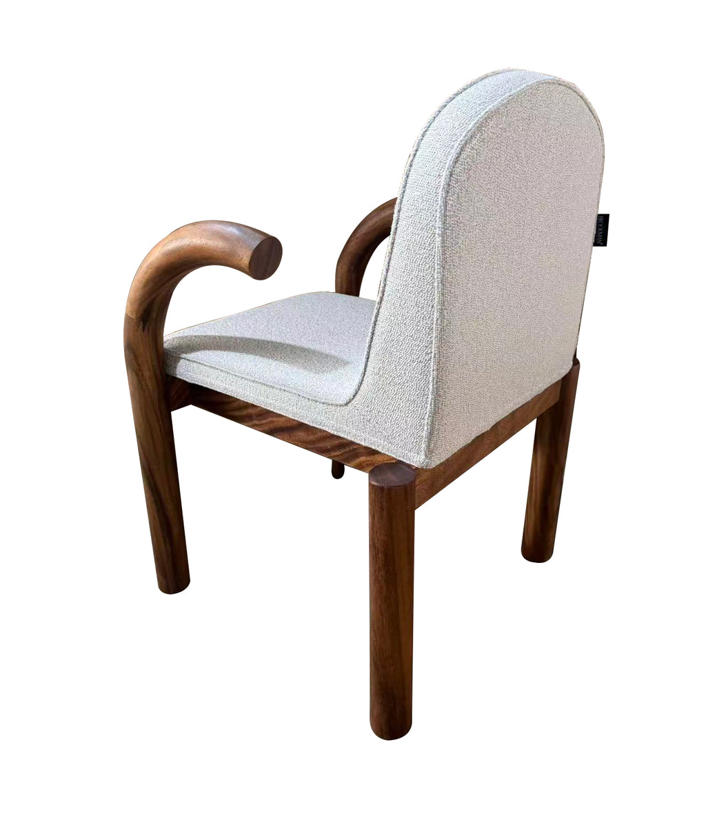 Silla de Comedor Guinea Madera de Albizia y Tela Beige