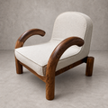Poltrona Guinea Madera de Albizia y Tela Beige