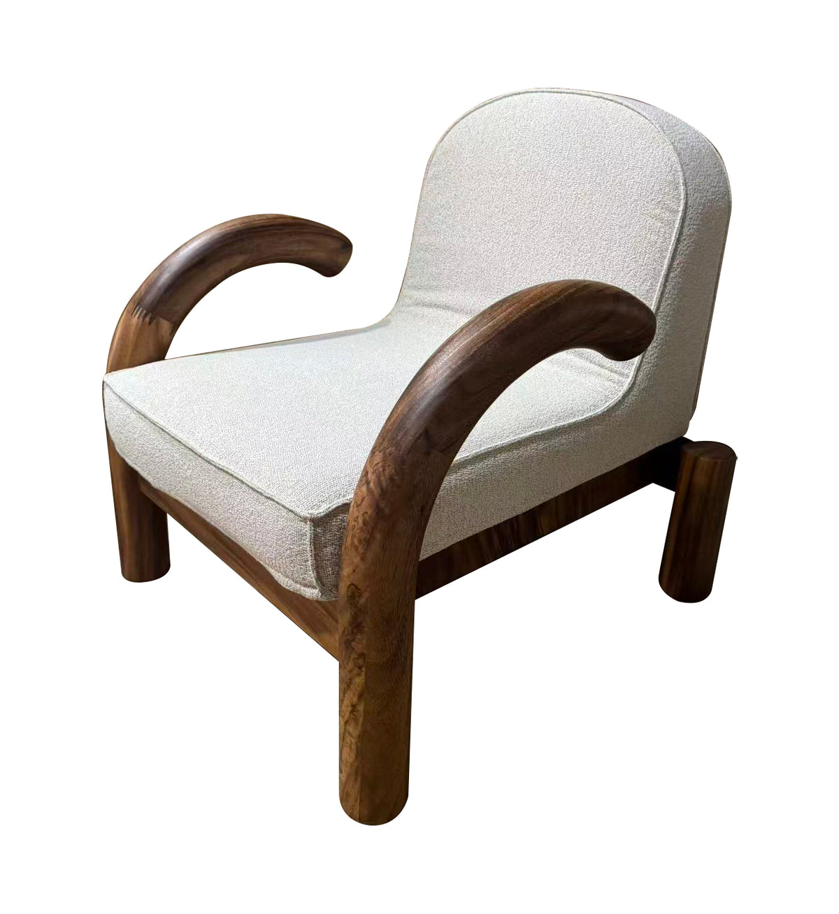 Poltrona Guinea Madera de Albizia y Tela Beige