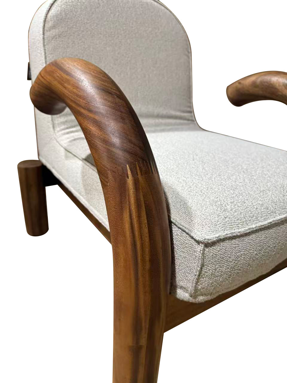 Poltrona Guinea Madera de Albizia y Tela Beige