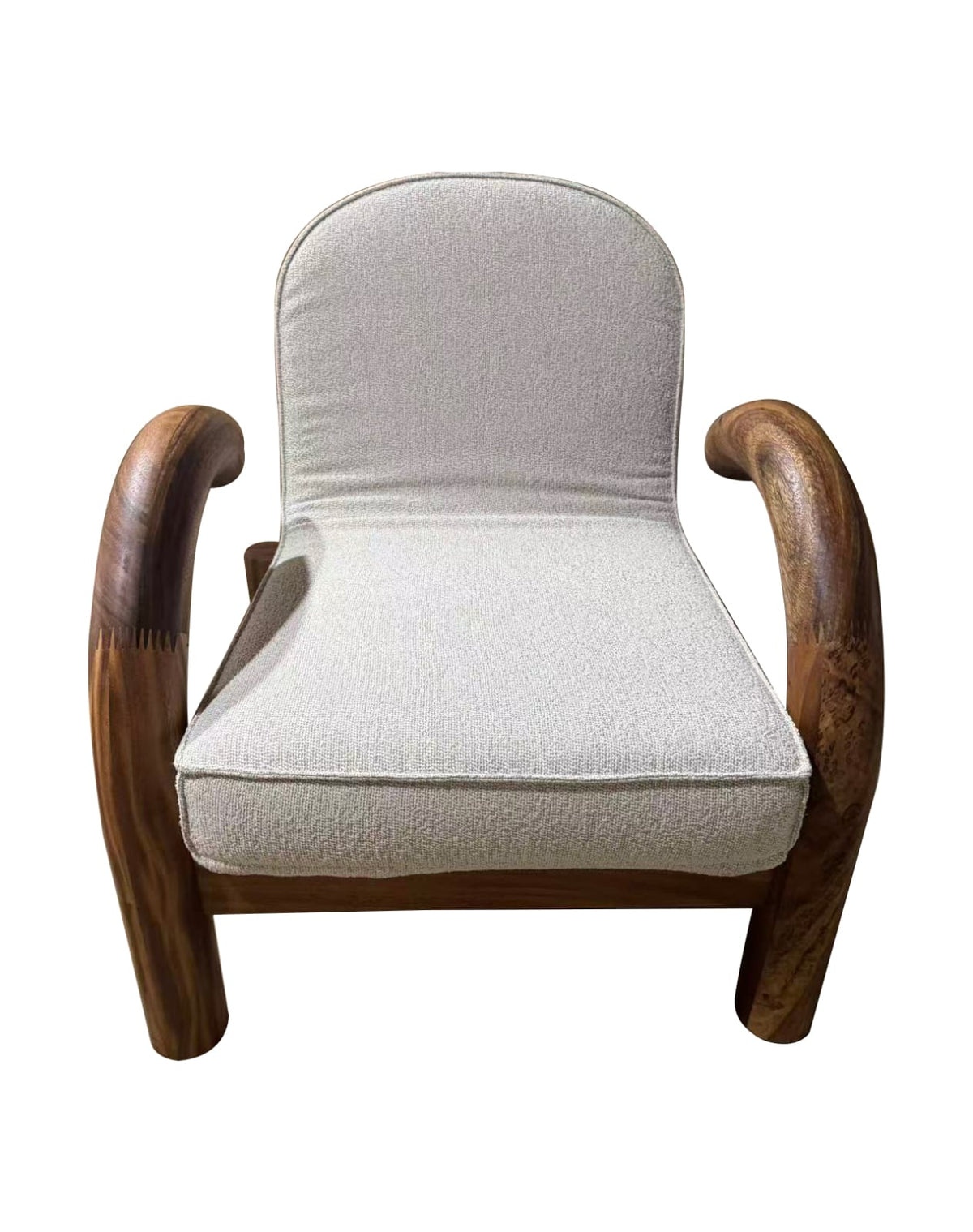 Poltrona Guinea Madera de Albizia y Tela Beige