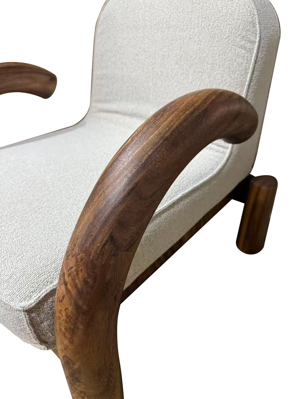 Poltrona Guinea Madera de Albizia y Tela Beige